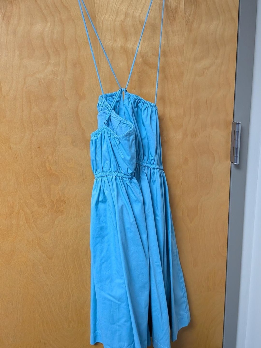 Abercrombie & Fitch Light Blue Spaghetti-Strap Midi Dress